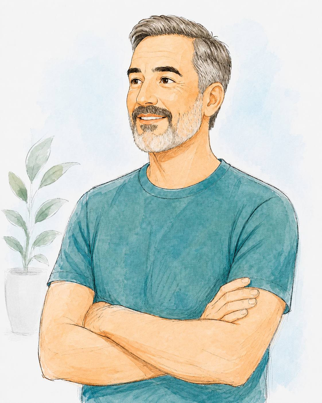 Illustration of an adult patient representing preventive health and routine annual physical care