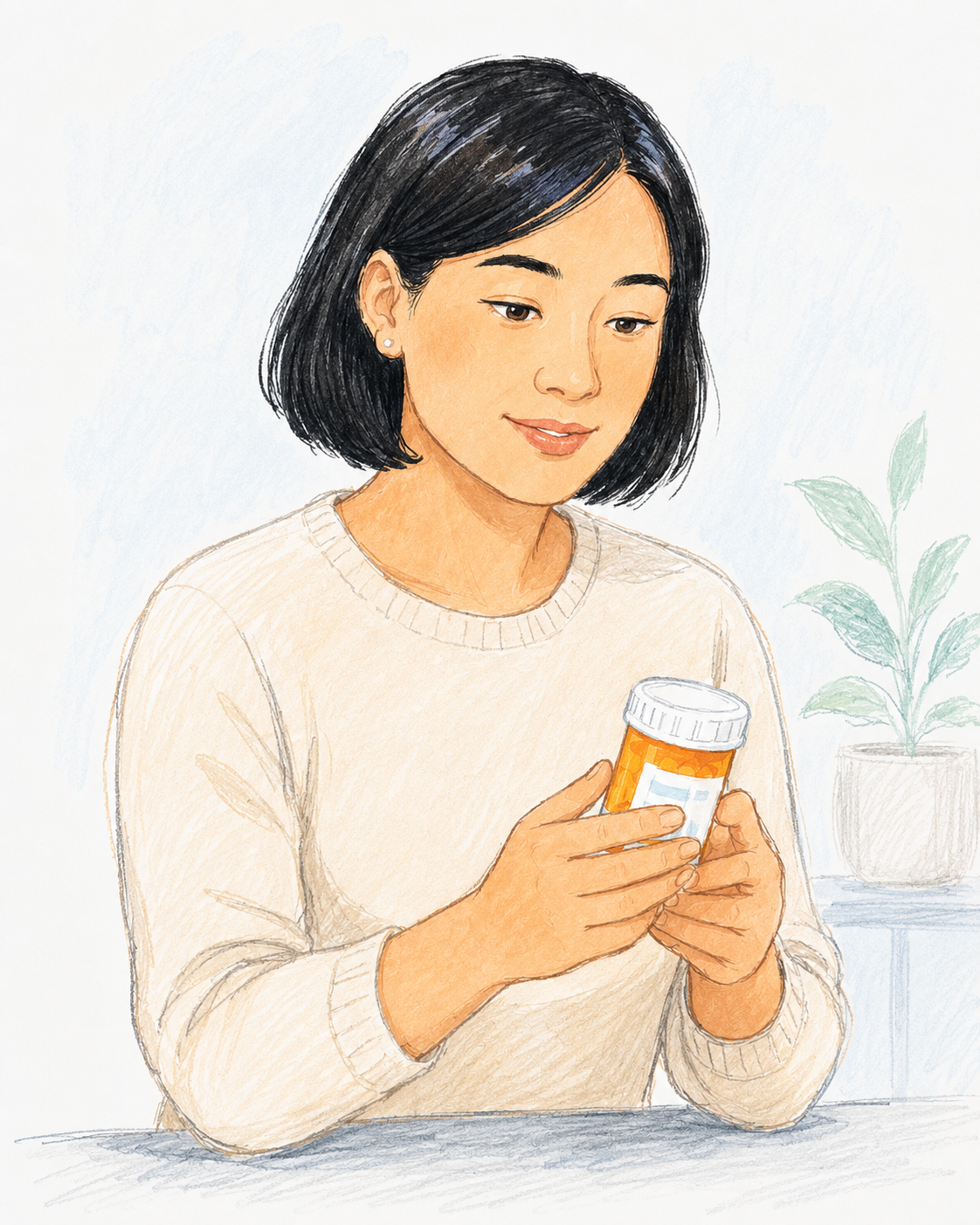 Illustration of a patient reviewing medication during annual physical care