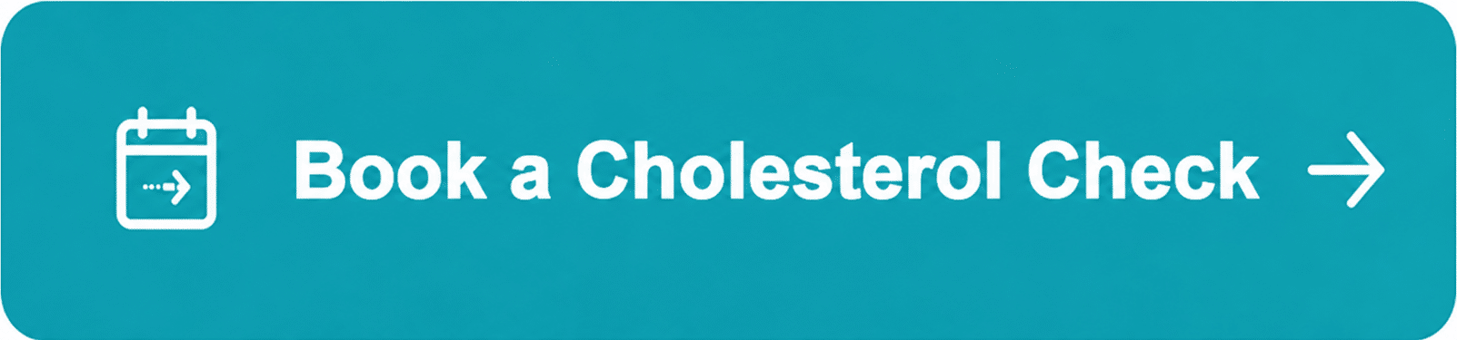 Teal booking button for Altheda Medical Center's high cholesterol management page reading "Book Cholesterol Appointment" with calendar icon and arrow.