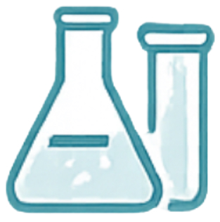 Laboratory flask and test tube icon representing preventive screenings and lab services