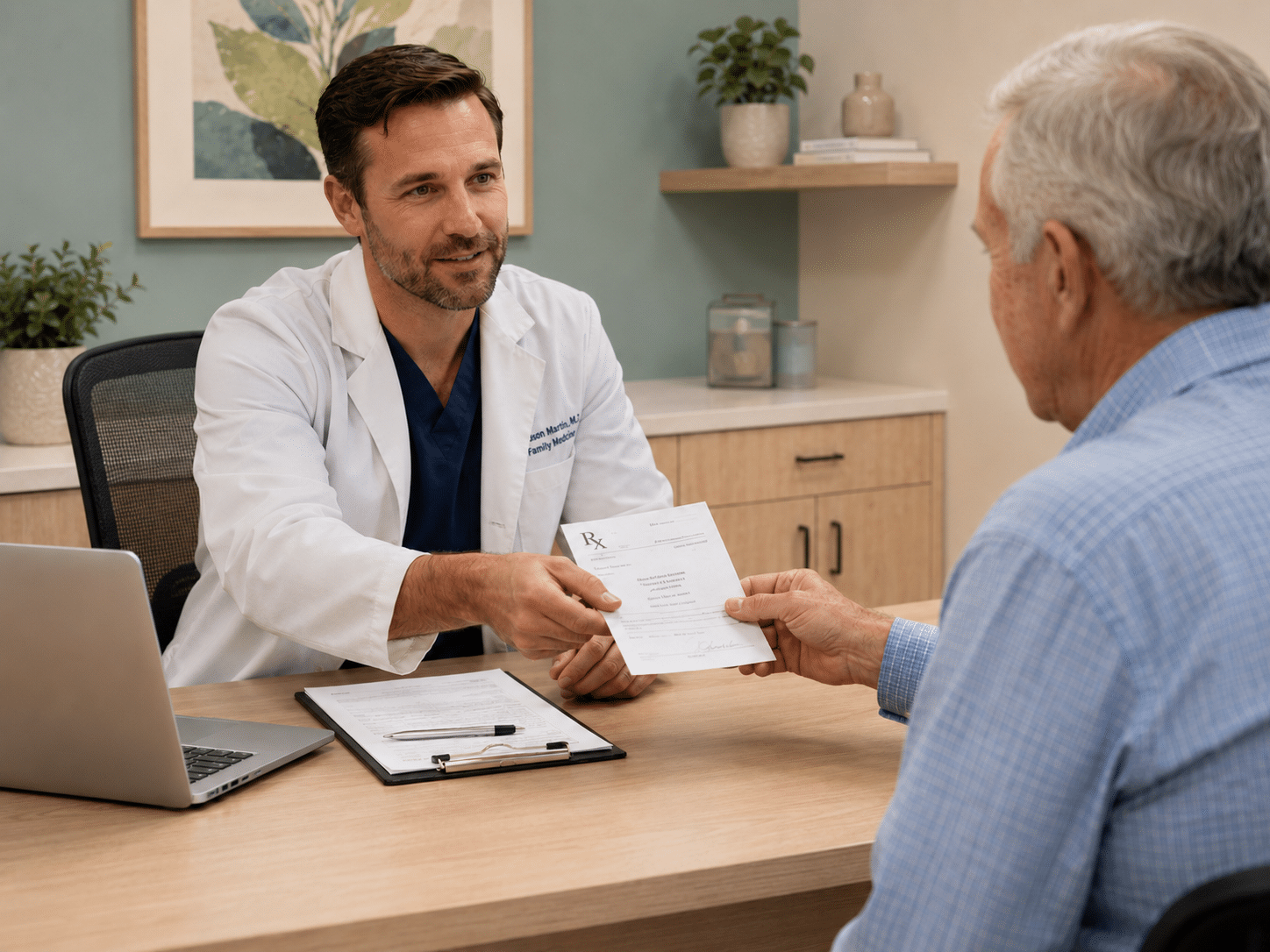 Altheda provider speaking with a patient during a back pain or muscle strain visit near Pittsburgh.